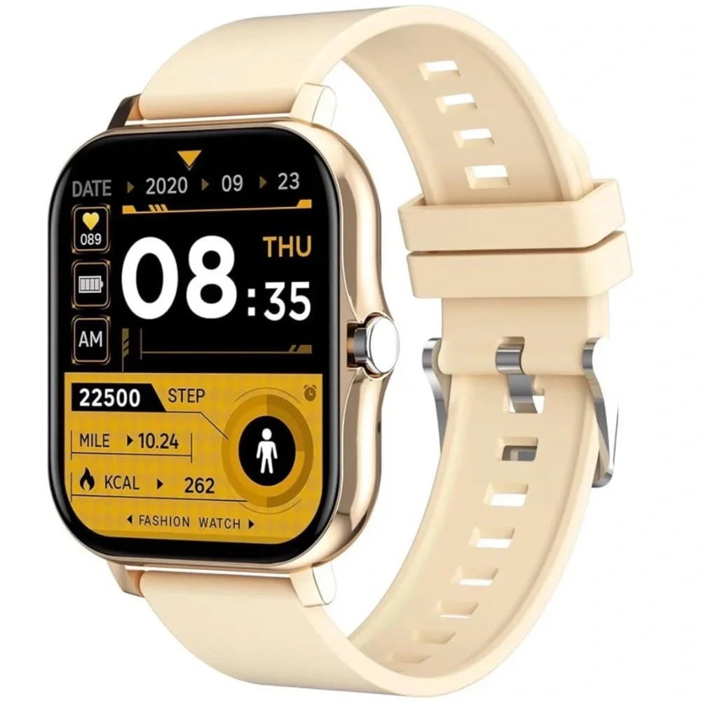 Smart Watch - Beige Strap, Gold Case